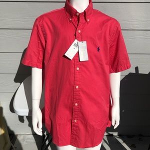 Ralph Lauren Polo short sleeve Button down. Red. Size Medium. New with tags.